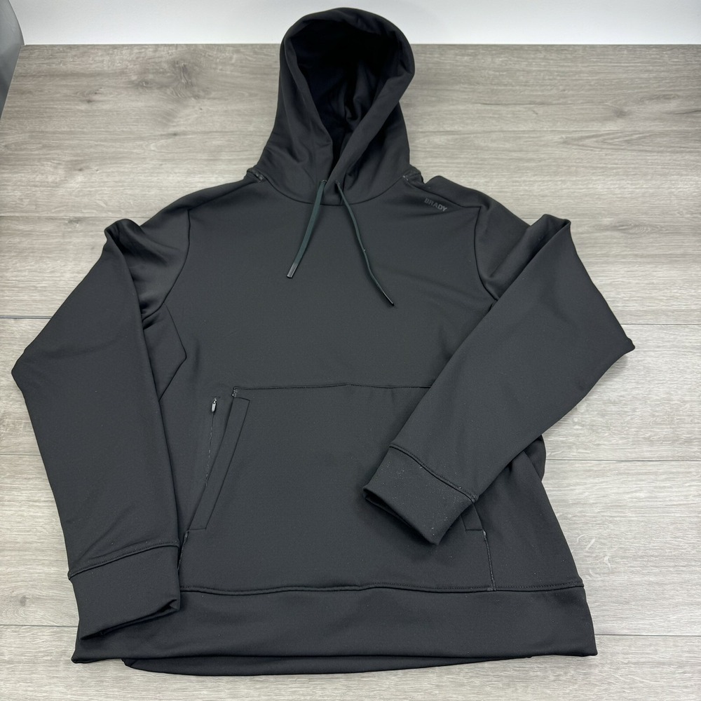 Brady Mens Train Hoodie Performance Long Sleeved Hooded Shirt Black M NWT